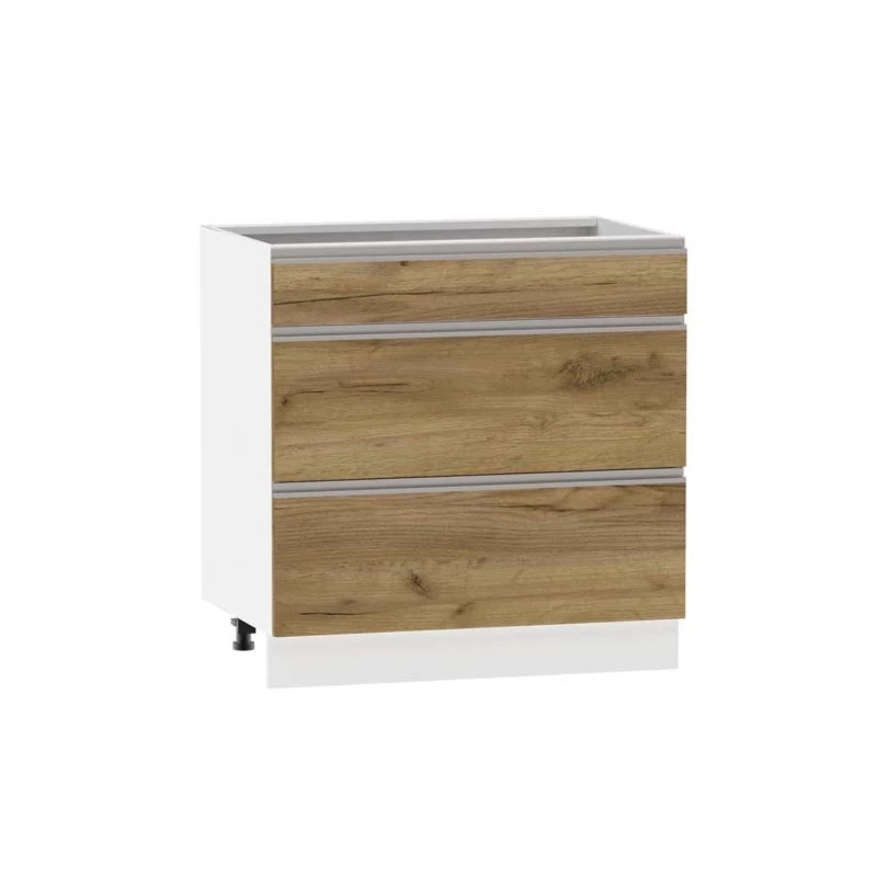 Alsó szekrény fiókokkal ADAMA - szélesség 80 cm, craft tölgy arany / fehér, lábak 10 cm