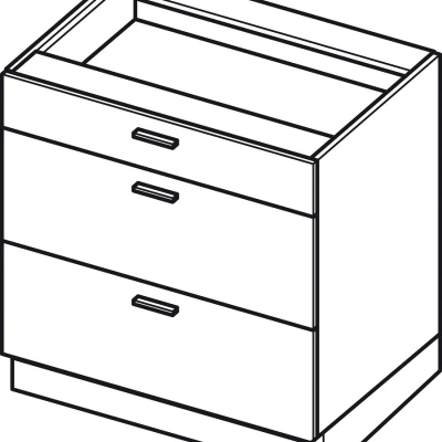 Alsó szekrény fiókokkal ADAMA - szélesség 80 cm, craft tölgy arany / fehér, lábak 10 cm