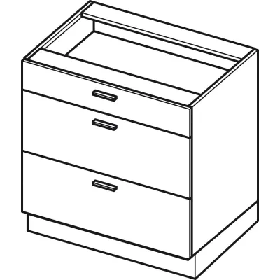 Alsó szekrény fiókokkal ADAMA - szélesség 80 cm, craft tölgy arany / fehér, lábak 10 cm