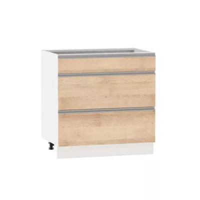 Alsó szekrény fiókokkal ADAMA - szélesség 80 cm, artisan bükk / fehér, lábak 15 cm