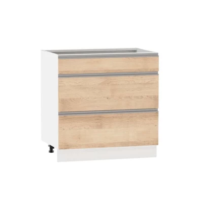 Alsó szekrény fiókokkal ADAMA - szélesség 80 cm, artisan bükk / fehér, lábak 10 cm