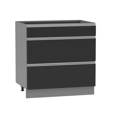Alsó szekrény fiókokkal ADAMA - szélesség 80 cm, fekete / szürke, lábak 10 cm