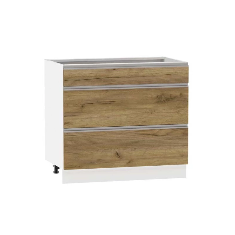 Alsó szekrény fiókokkal ADAMA - szélesség 90 cm, craft tölgy arany / fehér, lábak 10 cm
