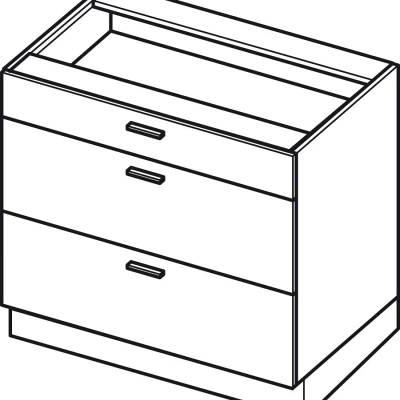 Alsó szekrény fiókokkal ADAMA - szélesség 90 cm, craft tölgy arany / fehér, lábak 10 cm