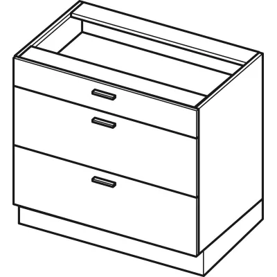 Alsó szekrény fiókokkal ADAMA - szélesség 90 cm, craft tölgy arany / fehér, lábak 10 cm