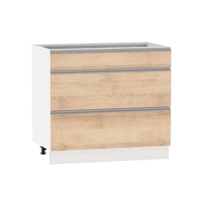 Alsó szekrény fiókokkal ADAMA - szélesség 90 cm, artisan bükk / fehér, lábak 10 cm