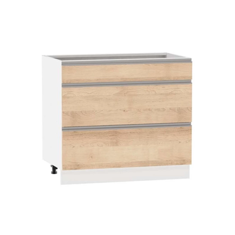 Alsó szekrény fiókokkal ADAMA - szélesség 90 cm, artisan bükk / fehér, lábak 10 cm