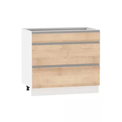 Alsó szekrény fiókokkal ADAMA - szélesség 90 cm, artisan bükk / fehér, lábak 10 cm