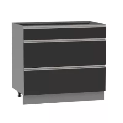 Alsó szekrény fiókokkal ADAMA - szélesség 90 cm, fekete / szürke, lábak 10 cm