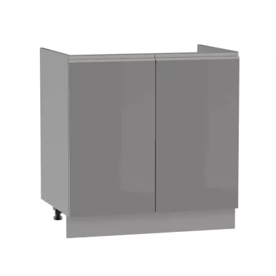 ADAMA mosdószekrény - szélesség 80 cm, fényes szürke / szürke, lábak 10 cm