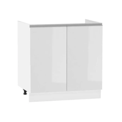 ADAMA mosdószekrény - szélesség 80 cm, fényes fehér / fehér, lábak 10 cm