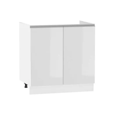 ADAMA mosdószekrény - szélesség 80 cm, fényes fehér / fehér, lábak 10 cm