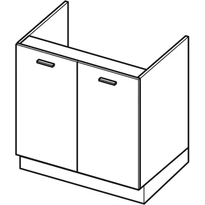 ADAMA mosdószekrény - szélesség 80 cm, fekete / szürke, lábak 15 cm