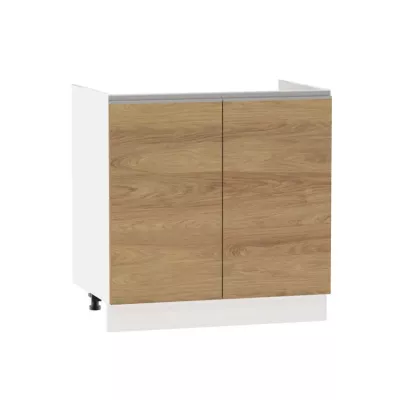 ADAMA mosdószekrény - szélesség 80 cm, hickory natúr / fehér, lábak 10 cm