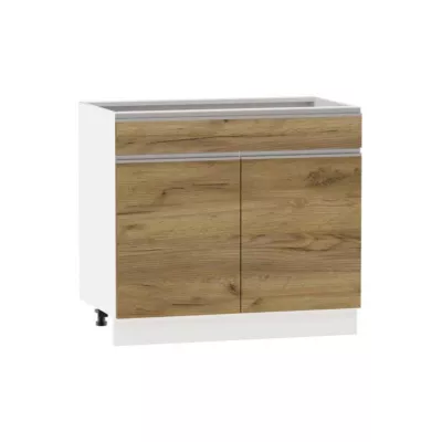 Kombinált alsószekrény ADAMA - szélesség 90 cm, craft tölgy arany / fehér, lábak 15 cm