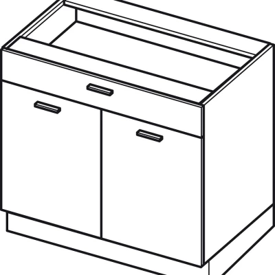 Kombinált alsószekrény ADAMA - szélesség 90 cm, craft tölgy arany / fehér, lábak 15 cm