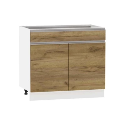 Kombinált alsószekrény ADAMA - szélesség 90 cm, craft tölgy arany / fehér, lábak 10 cm