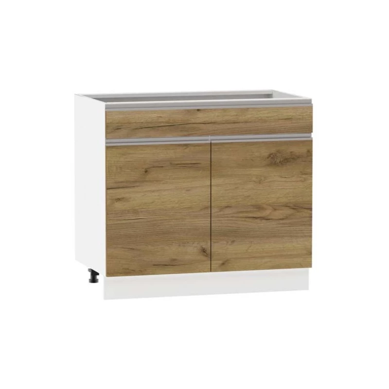 Kombinált alsószekrény ADAMA - szélesség 90 cm, craft tölgy arany / fehér, lábak 10 cm
