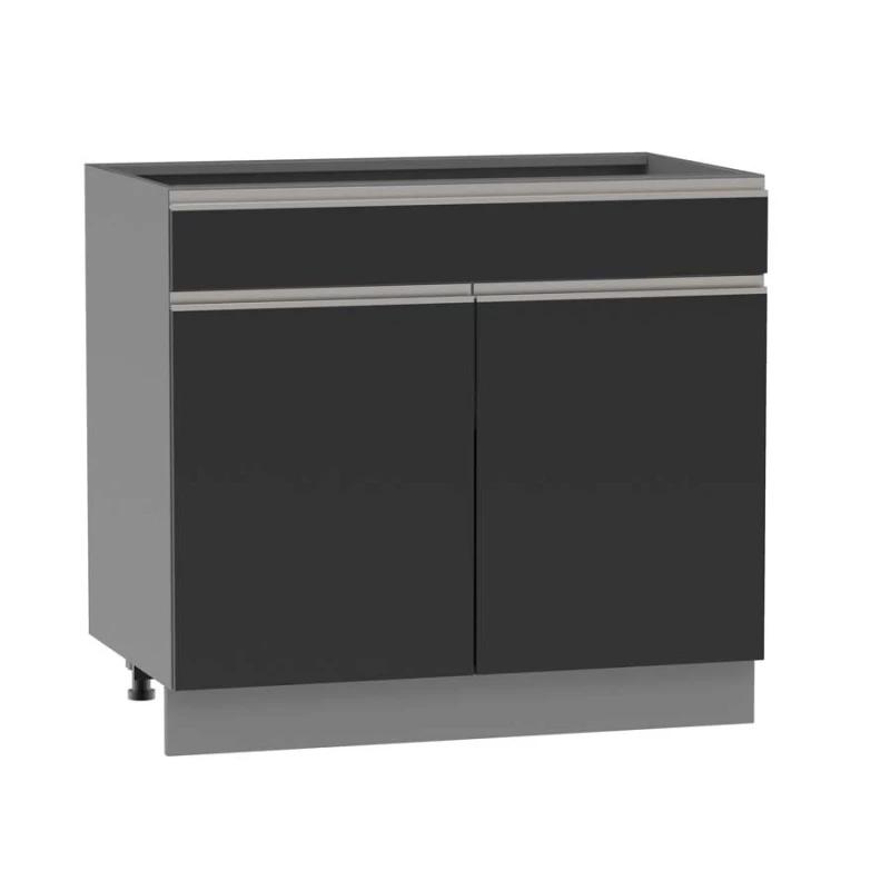 Kombinált alsószekrény ADAMA - szélesség 90 cm, fekete / szürke, lábak 10 cm