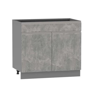 Kombinált alsószekrény ADAMA - szélesség 90 cm, világos műbeton / szürke, 15 cm-es lábak