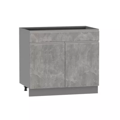 Kombinált alsószekrény ADAMA - szélesség 90 cm, világos műbeton / szürke, 15 cm-es lábak