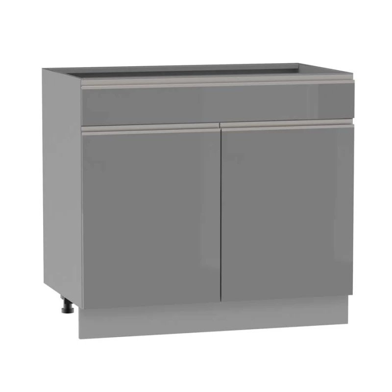 Kombinált alsószekrény ADAMA - szélesség 90 cm, fényes szürke/szürke, 10 cm lábak