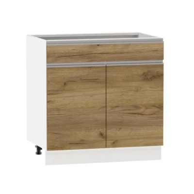 Kombinált alsószekrény ADAMA - szélesség 80 cm, arany/fehér artisan tölgyfa, 15 cm-es lábak