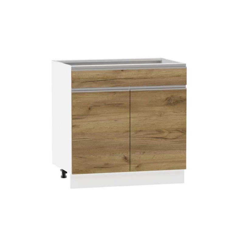 Kombinált alsószekrény ADAMA - szélesség 80 cm, arany/fehér artisan tölgyfa, 15 cm-es lábak
