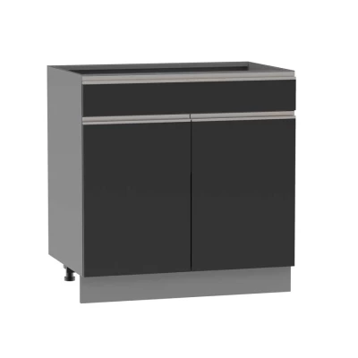 Kombinált alsószekrény ADAMA - szélesség 80 cm, fekete / szürke, lábak 15 cm