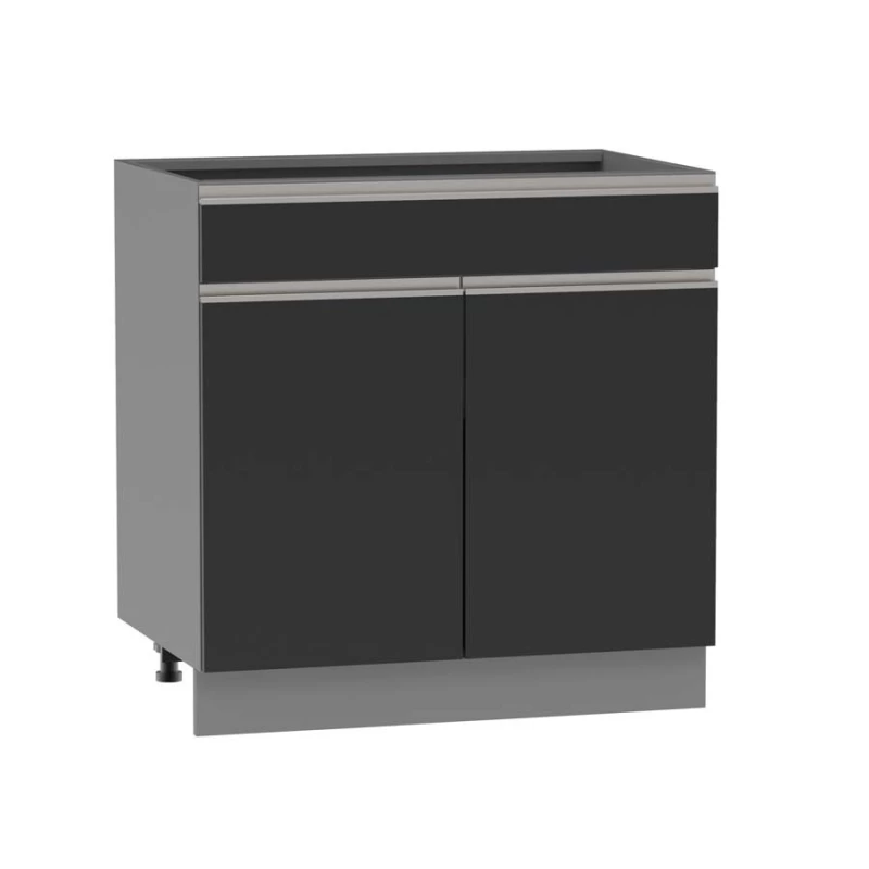 Kombinált alsószekrény ADAMA - szélesség 80 cm, fekete / szürke, lábak 10 cm