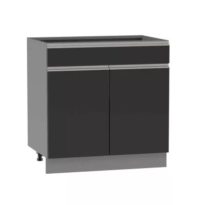Kombinált alsószekrény ADAMA - szélesség 80 cm, fekete / szürke, lábak 10 cm
