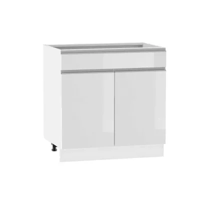 Kombinált alsószekrény ADAMA - szélesség 80 cm, fényes fehér / fehér, 10 cm lábak
