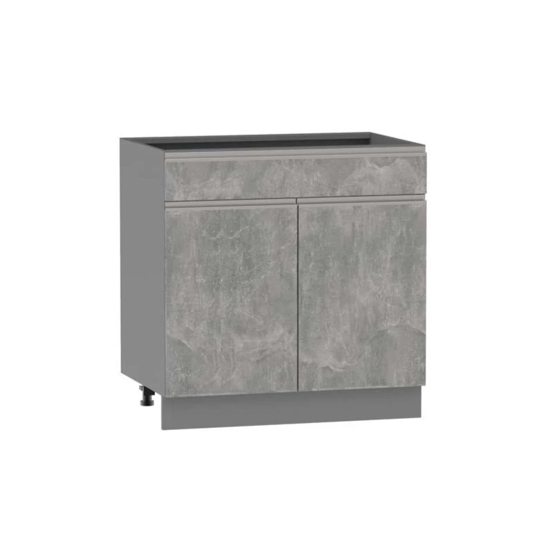 Kombinált alsószekrény ADAMA - szélesség 80 cm, világos műbeton / szürke, 15 cm-es lábak