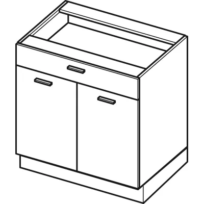 Kombinált alsószekrény ADAMA - szélesség 80 cm, világos műbeton / szürke, 15 cm-es lábak