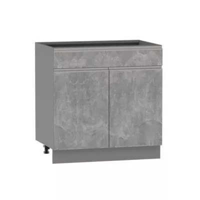 Kombinált alsószekrény ADAMA - szélesség 80 cm, világos műbeton / szürke, 10 cm lábak
