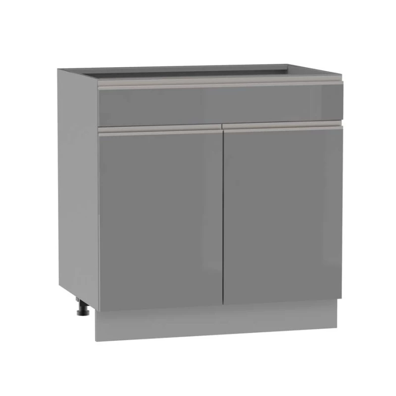 Kombinált alsószekrény ADAMA - szélesség 80 cm, fényes szürke/szürke, 15 cm lábak