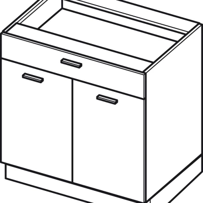 Kombinált alsószekrény ADAMA - szélesség 80 cm, fényes szürke/szürke, 10 cm lábak