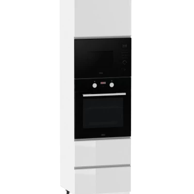Kombinált szekrény beépített készülékekhez ADAMA - szélesség 60 cm, fényes fehér / fehér, lábak 15 cm