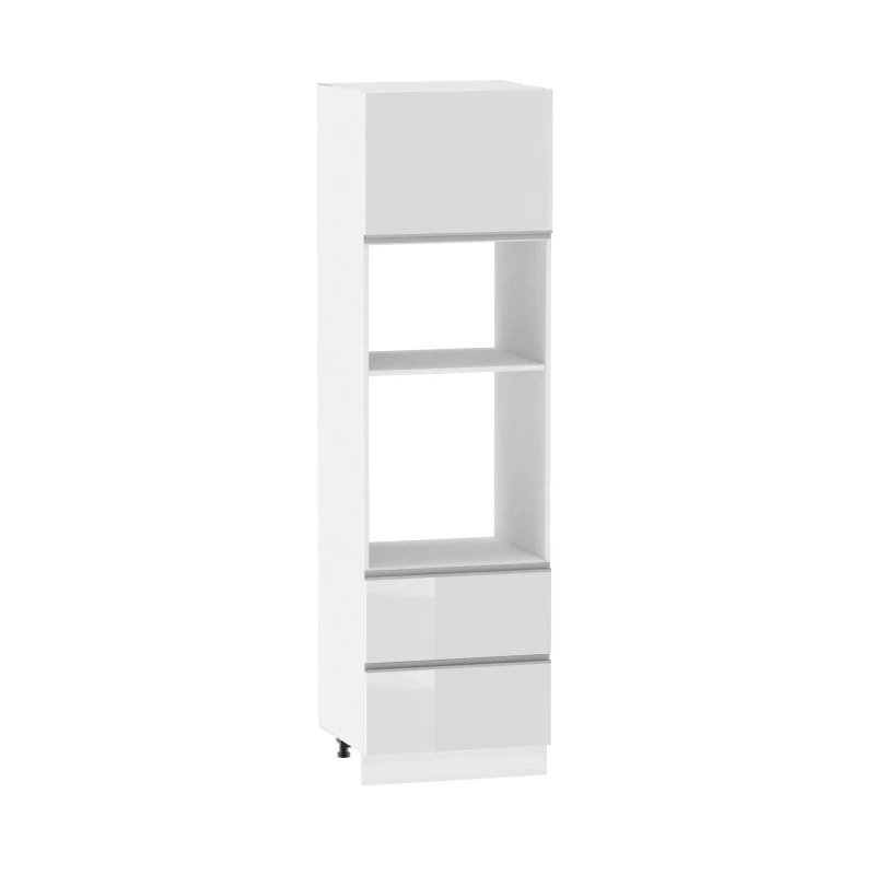 Kombinált szekrény beépített készülékekhez ADAMA - szélesség 60 cm, fényes fehér / fehér, lábak 15 cm
