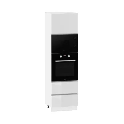 Kombinált szekrény beépített készülékekhez ADAMA - szélesség 60 cm, fényes fehér / fehér, 10 cm lábak