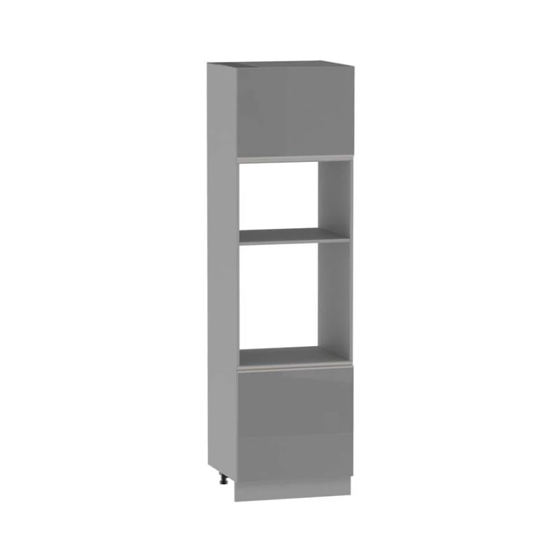 Konyhaszekrény beépített készülékekhez ADAMA - szélesség 60 cm, fényes szürke / szürke, 10 cm lábak