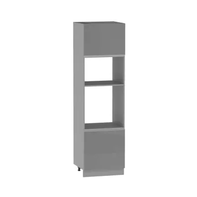 Konyhaszekrény beépített készülékekhez ADAMA - szélesség 60 cm, fényes szürke / szürke, 10 cm lábak