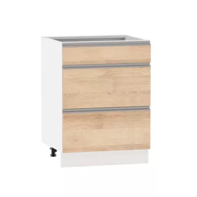 Fiókos szigetszekrény ADAMA - szélesség 60 cm, artisan bükk / fehér, 10 cm lábak