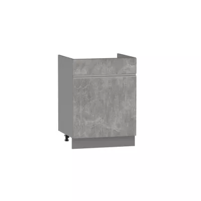 Mosdószekrény fiókkal ADAMA - szélesség 60 cm, világos műbeton / szürke, 10 cm lábak