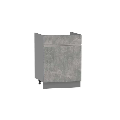 Mosdószekrény fiókkal ADAMA - szélesség 60 cm, világos műbeton / szürke, 15 cm lábak