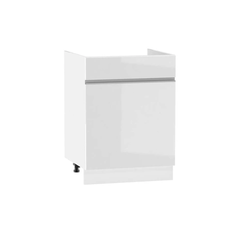 Mosdószekrény fiókkal ADAMA - szélesség 60 cm, fényes fehér / fehér, lábak 15 cm