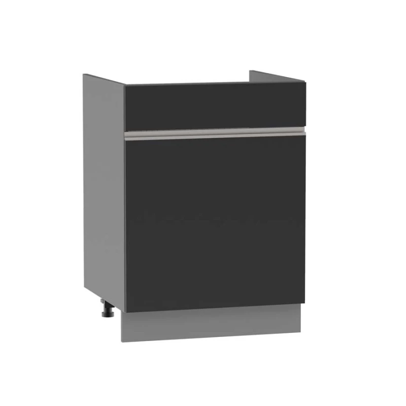 Mosdószekrény fiókkal ADAMA - szélesség 60 cm, fekete / szürke, lábak 10 cm