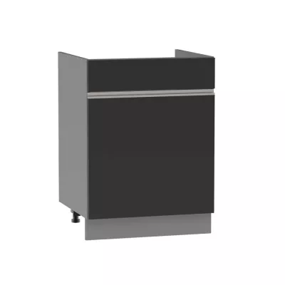 Mosdószekrény fiókkal ADAMA - szélesség 60 cm, fekete / szürke, lábak 10 cm