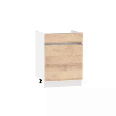 Mosdószekrény fiókkal ADAMA - szélesség 60 cm, artisan bükk / fehér, 10 cm lábak