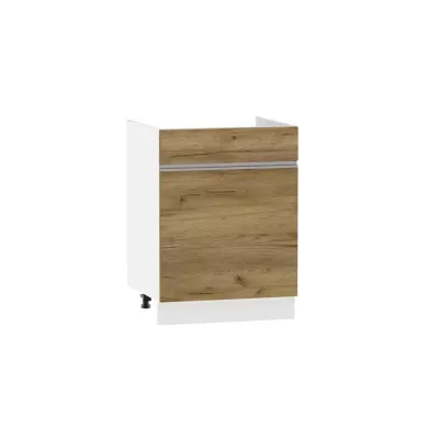 Mosdószekrény fiókkal ADAMA - szélesség 60 cm, craft tölgyfa arany / fehér, lábak 15 cm